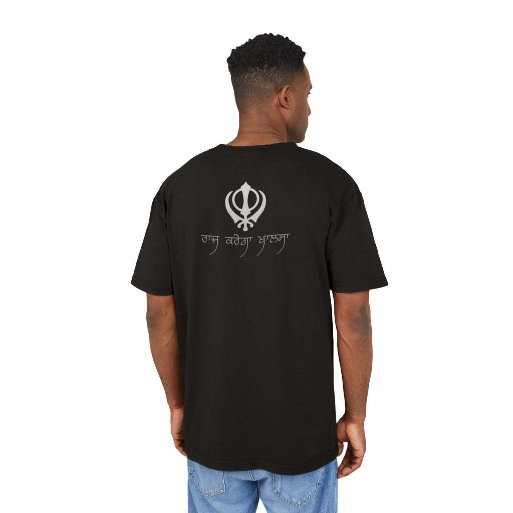 Vintage Acid-Wash Tee — Small Chest Emblem with Sanskrit Script