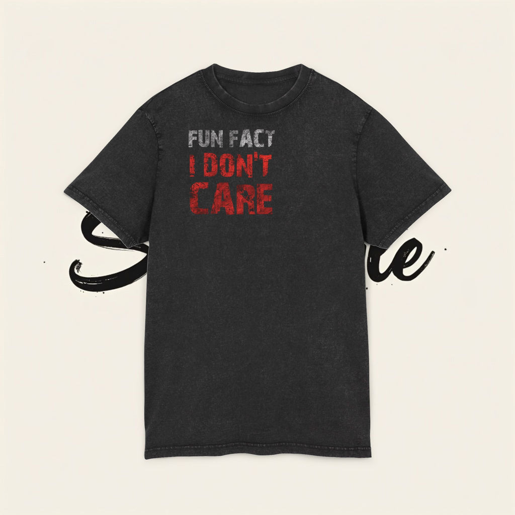 I Don't Care Acid Wash Tee — Casual Graphic T-Shirt