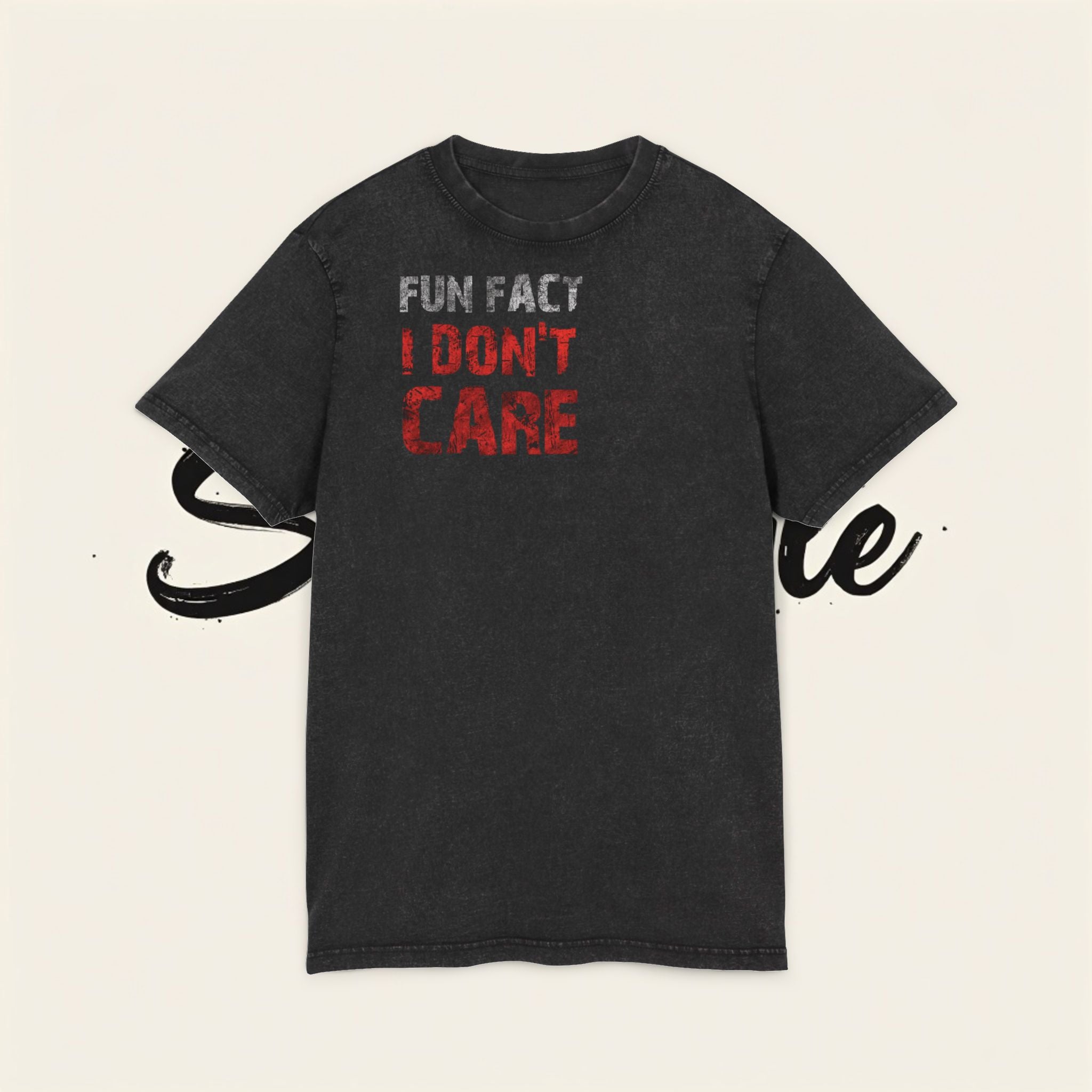 I Don't Care Acid Wash Tee — Casual Graphic T-Shirt