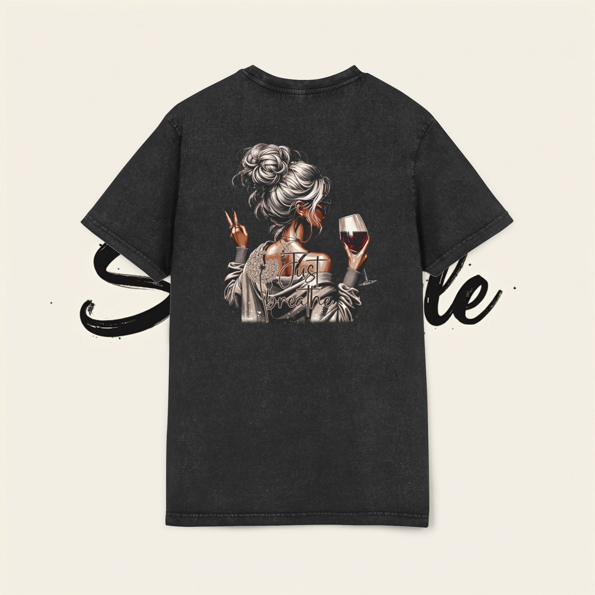 I Don't Care Acid Wash Tee — Casual Graphic T-Shirt