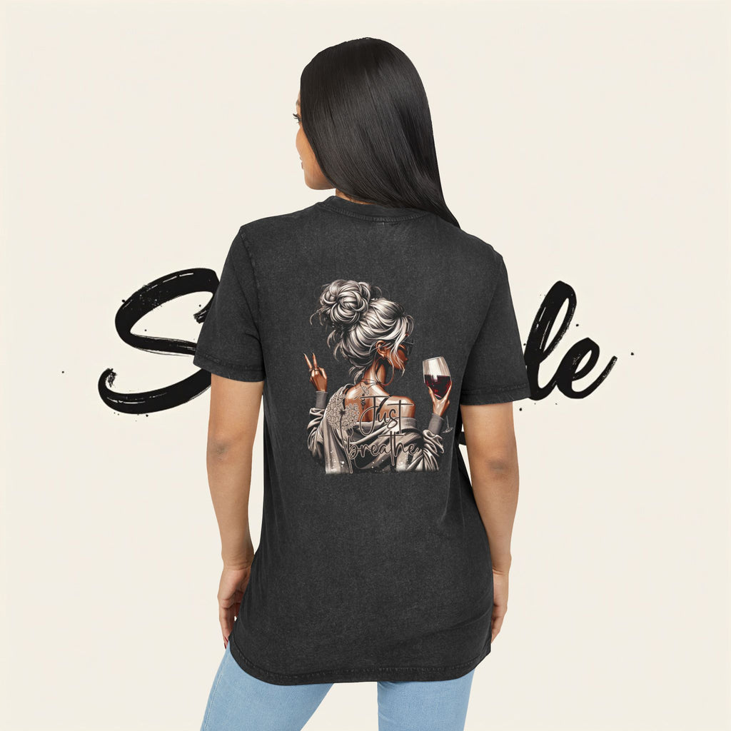 I Don't Care Acid Wash Tee — Casual Graphic T-Shirt