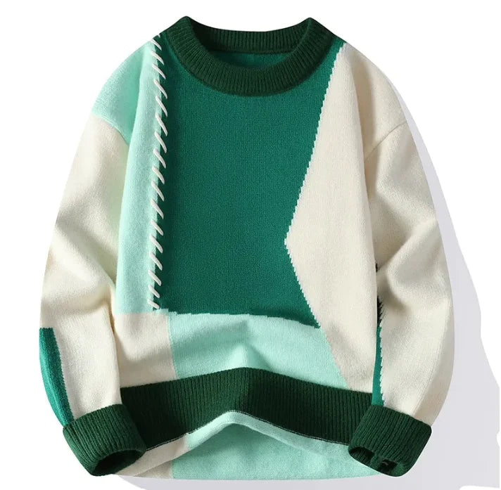 Vintage Men's Color Block Knit Sweater